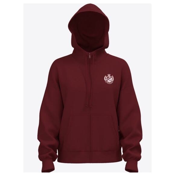 NWT Women’s XL Victoria Secret PINK Ivy Fleece Campus Full Zip Hoodie Wild Rose - Picture 2 of 8